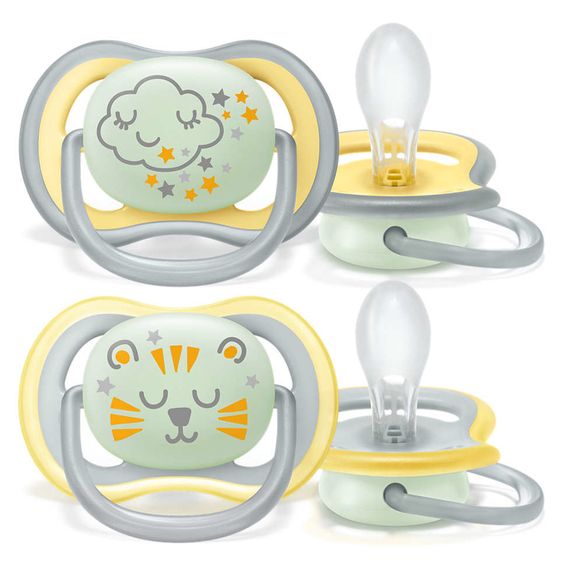 Philips Avent Leucht-Schnuller 2er Pack Ultra Air Nighttime ab 18 M - Wolke / Tiger