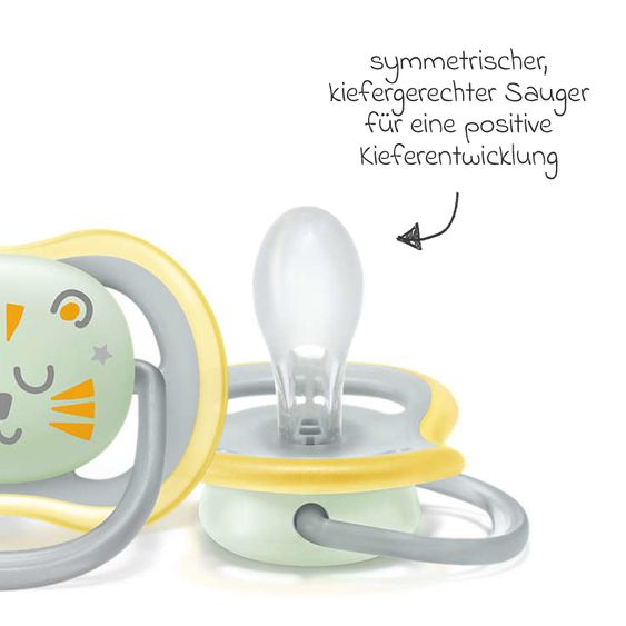 Philips Avent Leucht-Schnuller 2er Pack Ultra Air Nighttime ab 18 M - Wolke / Tiger