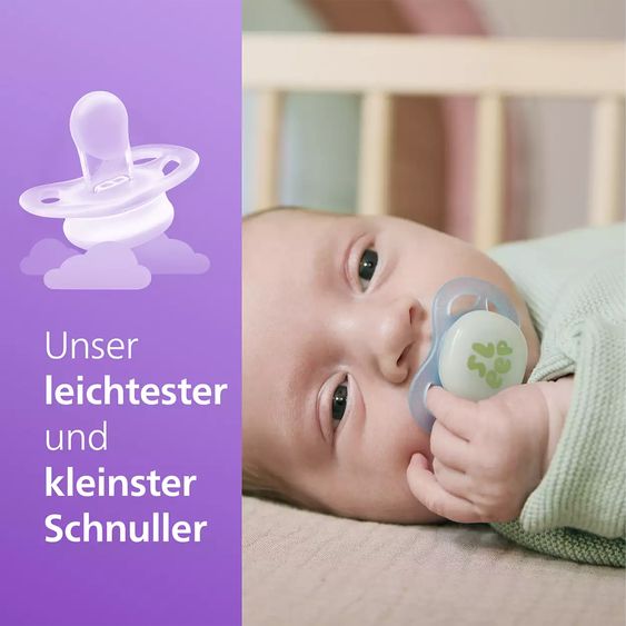 Philips Avent Leucht-Schnuller 2er Pack Ultra Start - Silikon Newborn 0-2 M - Grün & Blau