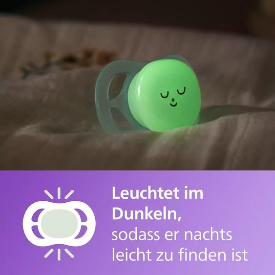 Philips Avent Leucht-Schnuller 2er Pack Ultra Start - Silikon Newborn 0-2 M - Grün & Blau