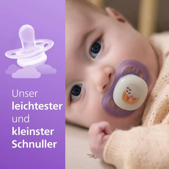 Philips Avent Leucht-Schnuller 2er Pack Ultra Start - Silikon Newborn 0-2 M - Lila & Orange