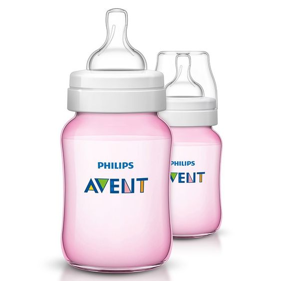 Philips Avent PP-Flasche 2er Pack Klassik+ 260 ml - Silikon 2 Loch - SCF564/27 Pink