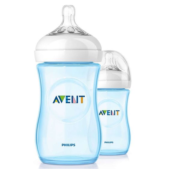 Philips Avent PP-Flasche 2er Pack Naturnah 260 ml - Silikon 2 Loch - SCF695/27 - Blau