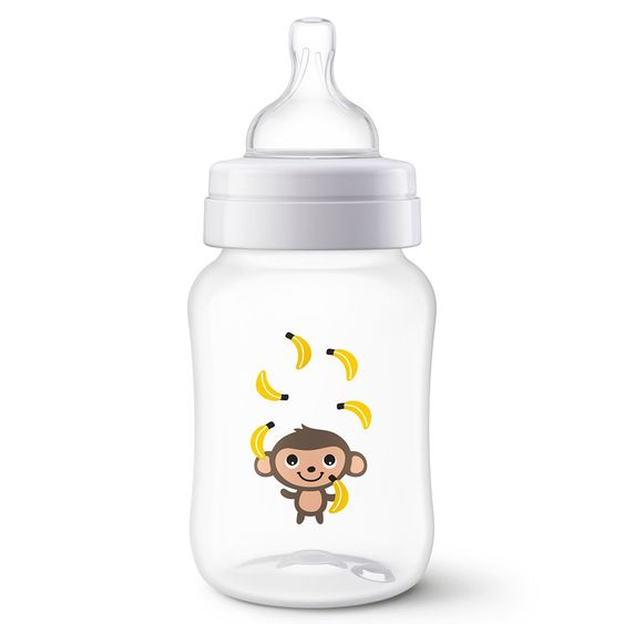 Philips Avent PP-Flasche Klassik+ 260 ml - Silikon 2-Loch - SCF574/11 - Safari Affe