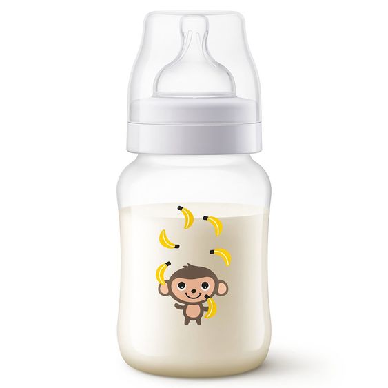 Philips Avent PP-Flasche Klassik+ 260 ml - Silikon 2-Loch - SCF574/11 - Safari Affe