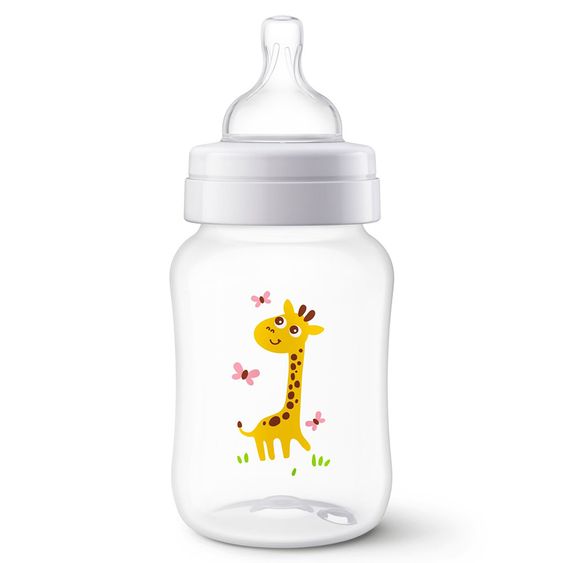 Philips Avent PP-Flasche Klassik+ 260 ml - Silikon 2-Loch - SCF574/12 - Safari Giraffe