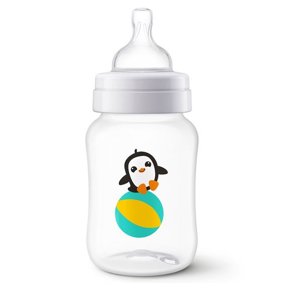 Philips Avent PP-Flasche Klassik+ 260 ml - Silikon 2-Loch - SCF574/14 - Sea Pinguin