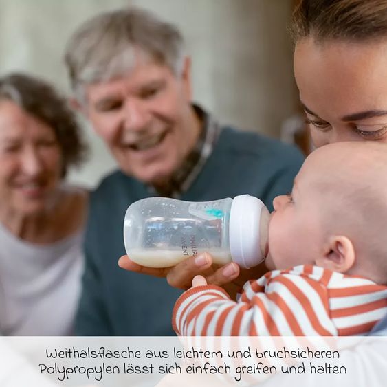 Philips Avent PP-Flasche Natural Response 260ml mit AirFree Ventil + Silikon-Sauger 1M+ - Sterne