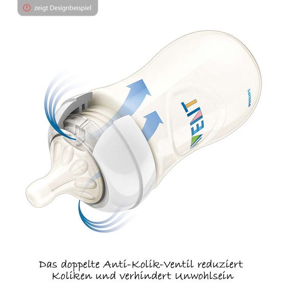 Philips Avent PP-Flasche Naturnah 260 ml - Silikon 2-Loch - SCF627/22 - Safari Hippo