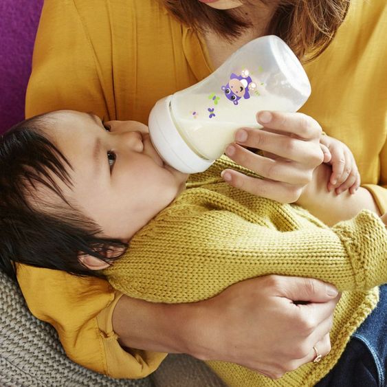 Philips Avent PP-Flasche Naturnah 260 ml - Silikon 2-Loch - SCF627/22 - Safari Hippo