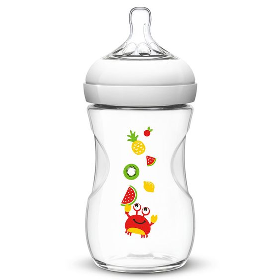 Philips Avent PP-Flasche Naturnah 260 ml - Silikon 2-Loch - SCF627/23 - Sea Krabbe