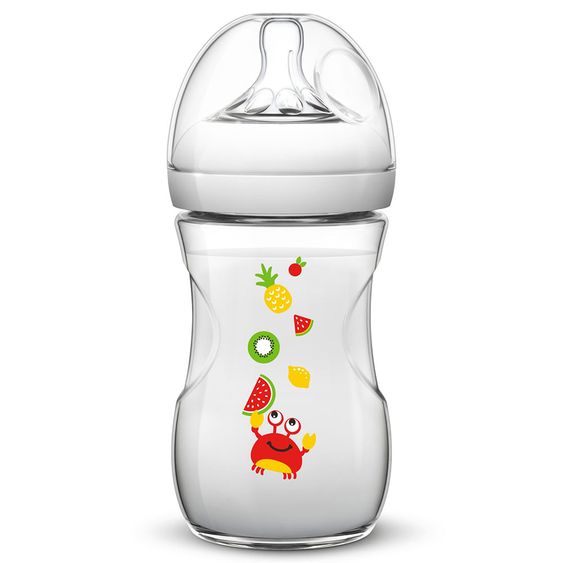 Philips Avent PP-Flasche Naturnah 260 ml - Silikon 2-Loch - SCF627/23 - Sea Krabbe
