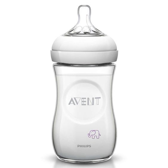 Philips Avent PP-Flasche Naturnah 260 ml - Silikon 2 Loch - SCF628/17 - Elefanten Lila