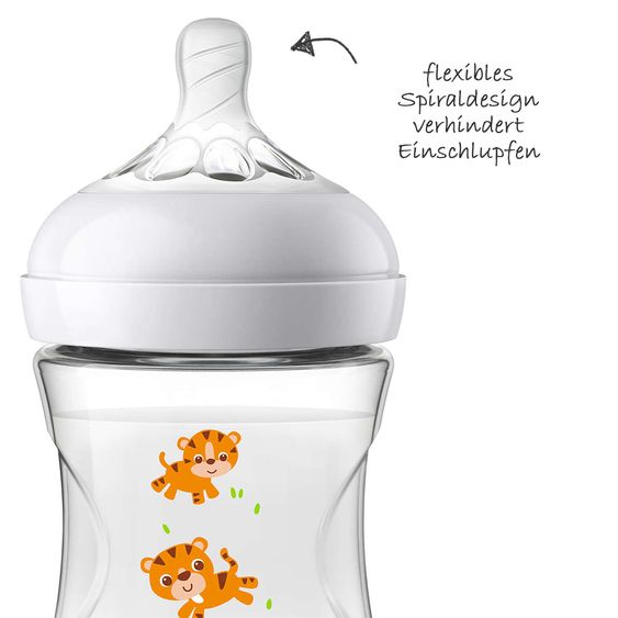 Philips Avent PP-Flasche Naturnah 260 ml - Silikon Gr. 2 - SCF070/20 - Tiger