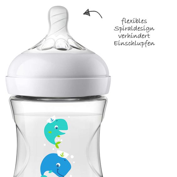 Philips Avent Bottiglia in PP Naturnah 260 ml - silicone misura 2 - SCF070/23 - balena