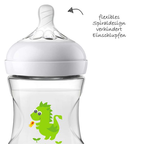 Philips Avent PP-Flasche Naturnah 260 ml - Silikon Gr. 2 - SCF070/24 - Drache