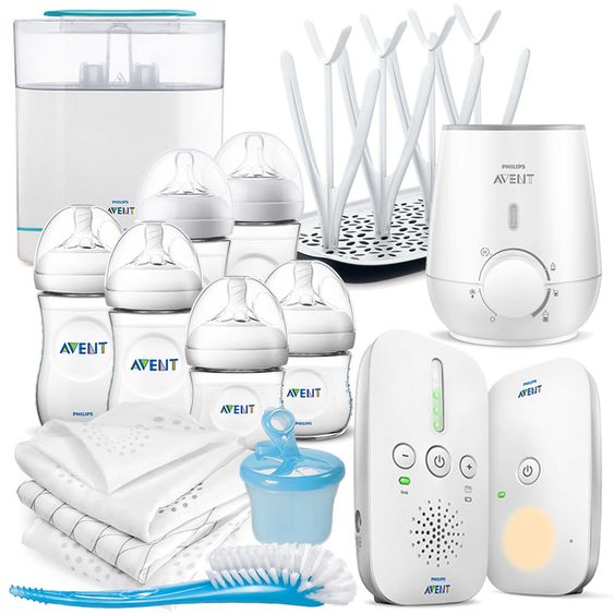 Philips Avent Premium Komplett-Set Basic 15-tlg. - Babyphone + Dampfsterilisator + Flaschenwärmer + Babyflaschen + uvm.