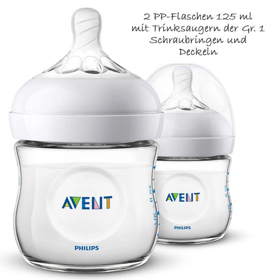 Philips Avent Premium PP-Flaschen-Set 11-tlg. - 6x Babyflaschen + Flaschenbürste + Milchpulverportionierer + 3x Spucktücher