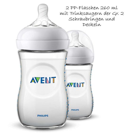 Philips Avent Premium PP-Flaschen-Set 11-tlg. - 6x Babyflaschen + Flaschenbürste + Milchpulverportionierer + 3x Spucktücher