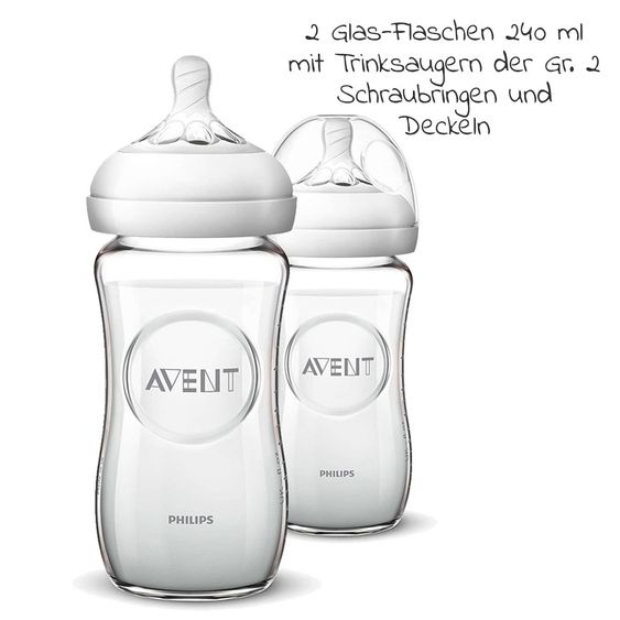 Philips Avent Premium Starter Set Glass Natural 9 pcs - Baby Food Warmer + 4x Baby Bottle + 1x Bottle Brush + 3x Burp Cloth