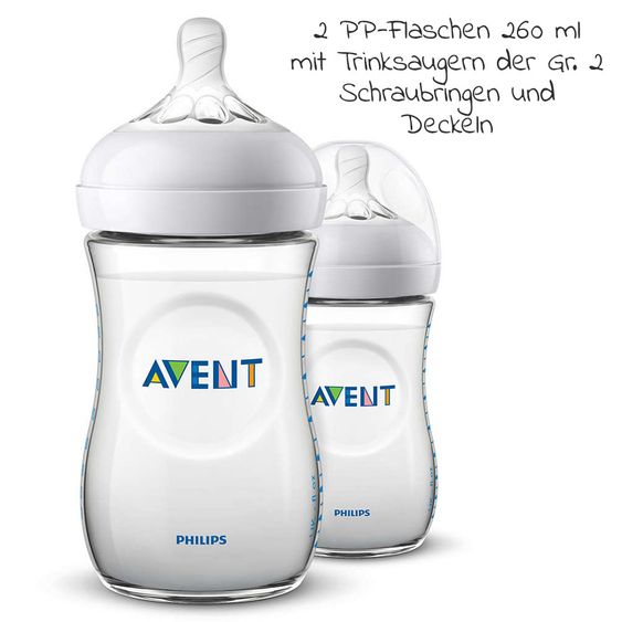 Philips Avent Premium Starter-Set Natural 9-tlg. - Babykostwärmer + 4x Babyflasche + 1x Flaschenbürste + 3x Spucktücher