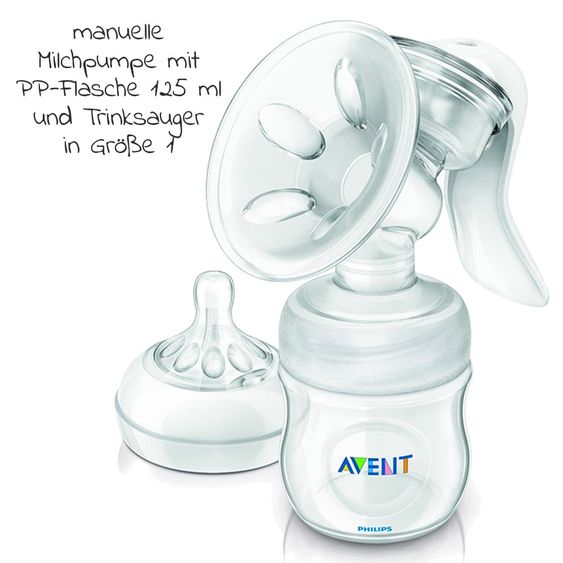 Philips Avent Set allattamento Premium Basic 13 pezzi - Tiralatte manuale + 3 biberon + 5 tazze riutilizzabili + 1 spazzola per biberon + 3 panni per il ruttino