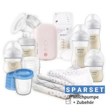 Premium breastfeeding set deluxe 80 pcs - electric breast pump + 5 PP bottles + 5 reusable cups + 5 breast milk bags + 62 nursing pads + 3 muslin cloths