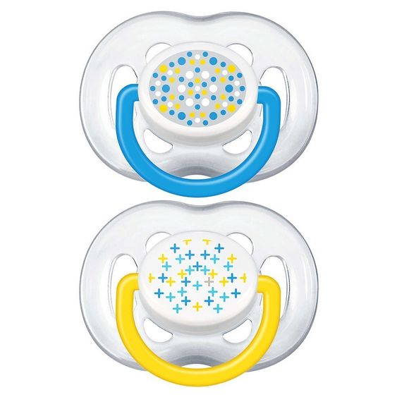 Philips Avent Schnuller 2er Pack Freeflow Fashion - Silikon 6-18 M - SCF180/27 - Blau Gelb