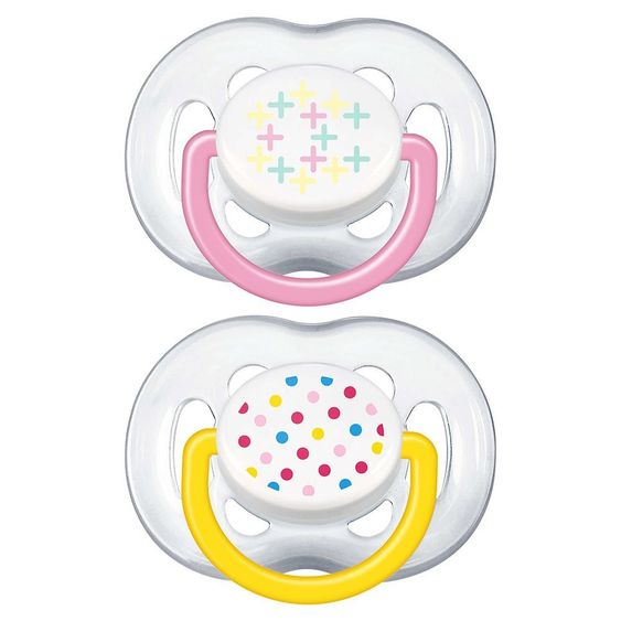 Philips Avent Schnuller 2er Pack Freeflow Fashion - Silikon 6-18 M - SCF180/28 - Rosa Gelb