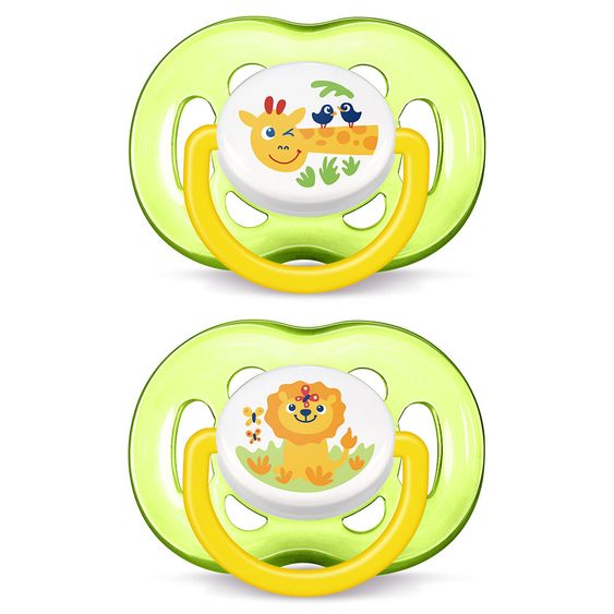Philips Avent Schnuller 2er Pack Freeflow - Silikon ab 18 M - SCF186/23 - Giraffe & Löwe
