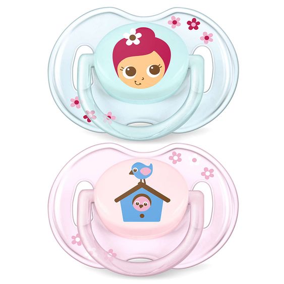 Philips Avent Pacifier 2 Pack Classic Fairytale Forest - Silicone 0-6 M - SCF169/46 - Pink Turquoise