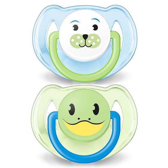 Philips Avent Schnuller 2er Pack Klassik Tiere - Silikon 6-18 M - SCF182/14 - Blau Grün