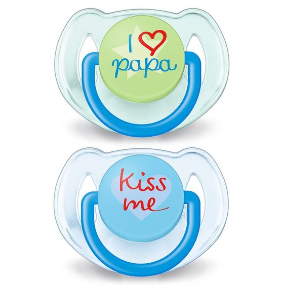 Philips Avent Schnuller 2er Pack Klassik Trend - Silikon 6-18 M - I love Papa - Blau