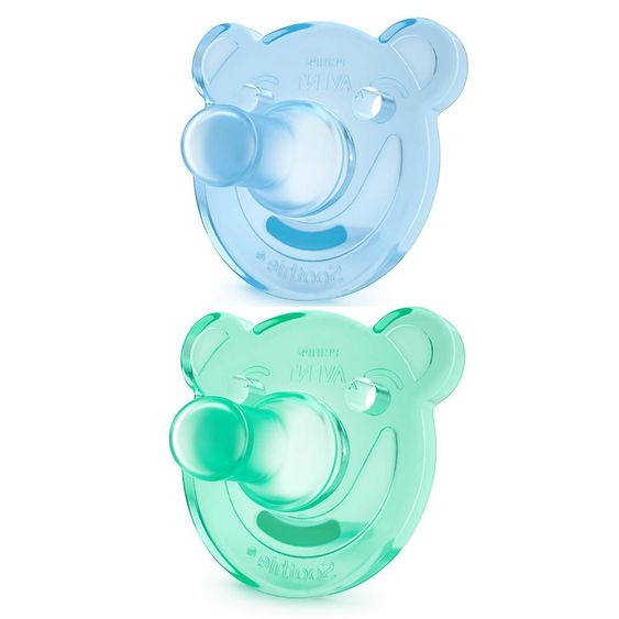 Philips Avent Schnuller 2er Pack Soothie - Silikon ab 3 M - SCF194/04 - Blau Grün