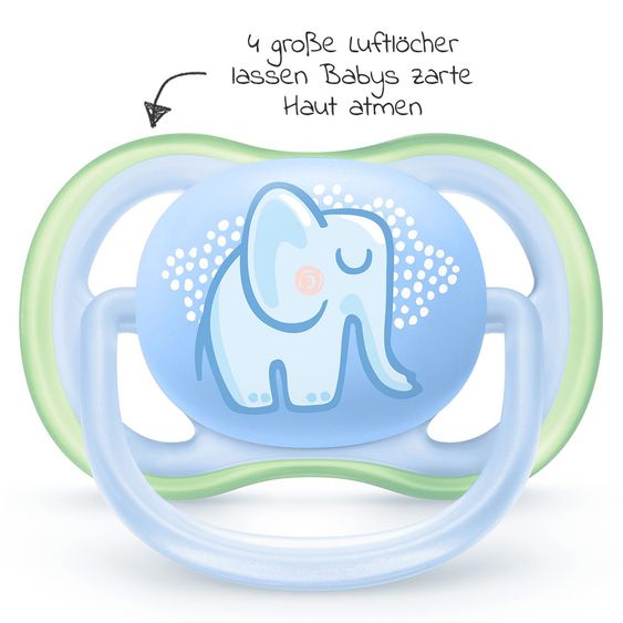 Philips Avent Schnuller 2er Pack Ultra Air 0-6 M - SCF085/01 - Elephant Leo