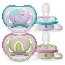 Pacifier 2-pack Ultra Air 0-6 M - Sun / Rainbow - Purple