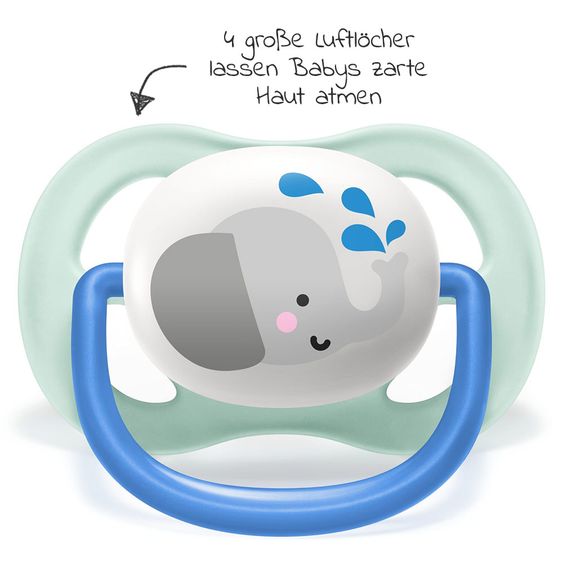 Philips Avent Schnuller 2er Pack Ultra Air Collection Animals 0-6 M - SCF080/05 - Elephant Penguin