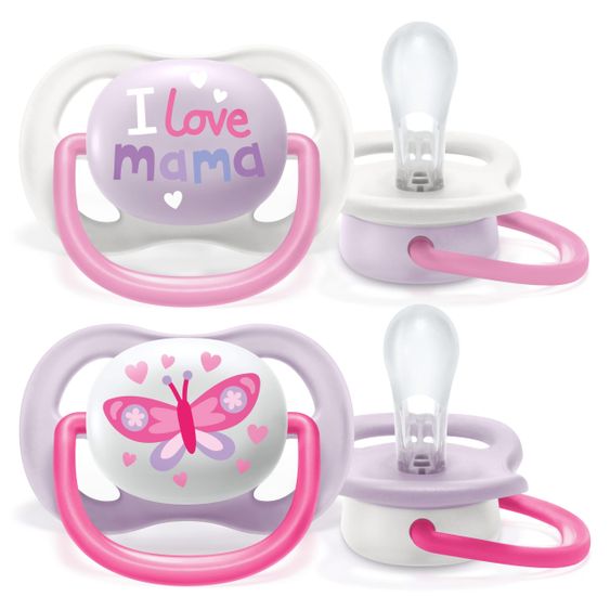 Philips Avent Ciuccio 2-pack Ultra Air Collection Happy 0-6 M - SCF080/02 - Mamma Farfalla
