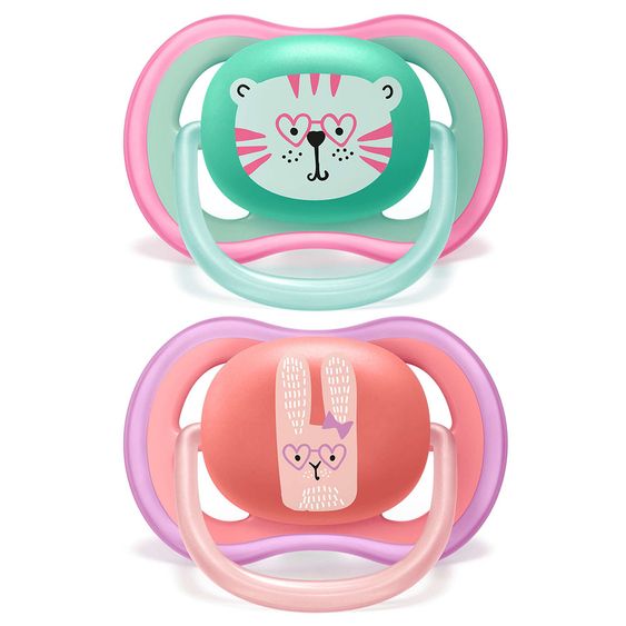 Philips Avent Schnuller 2er Pack Ultra Air - Silikon ab 18 M - Hase & Katze