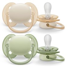 Pacifier 2-pack Ultra Soft 0-6 M - Beige / Green