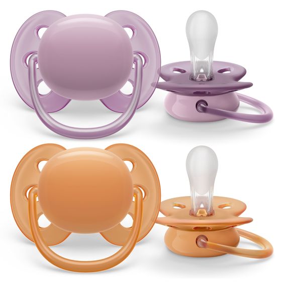 Philips Avent Pacifier 2-pack Ultra Soft 6-18 M - Orange / Purple