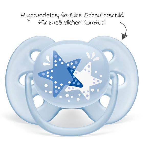 Philips Avent Schnuller 2er Pack Ultra Soft 6-18 M - Wal / Sterne