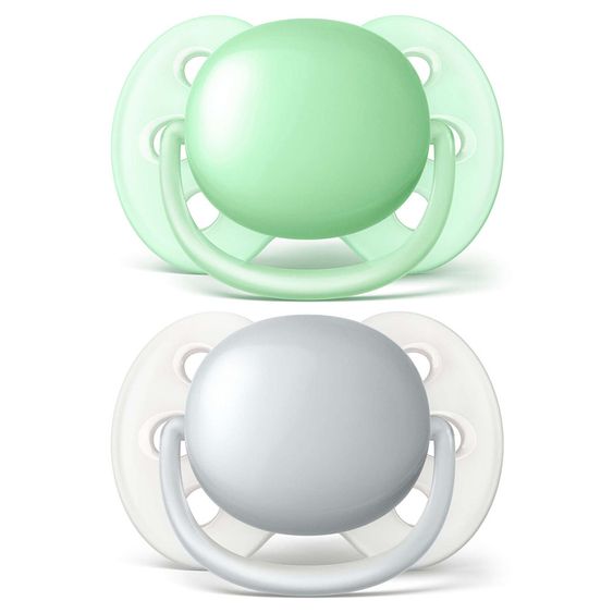 Philips Avent Schnuller 2er Pack Ultra Soft - Silikon 0-6 M - Grün Grau
