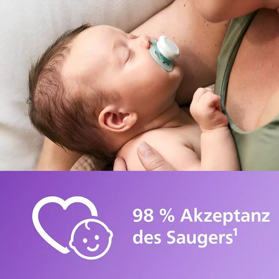 Philips Avent Schnuller 2er Pack Ultra Start - Silikon Newborn 0-2 M - Grün & Blau