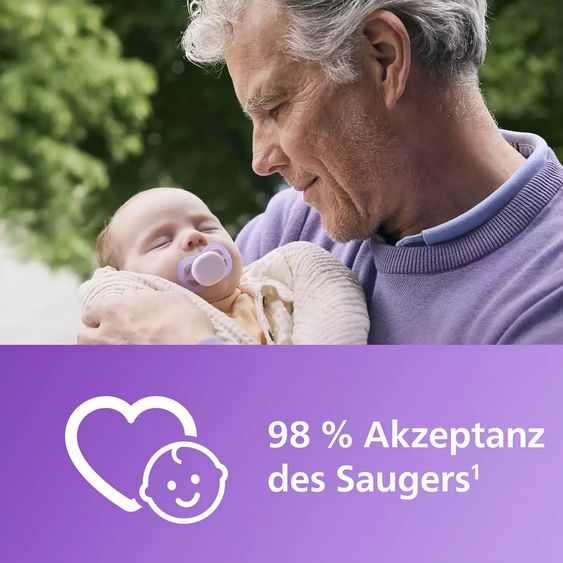 Philips Avent Schnuller 2er Pack Ultra Start - Silikon Newborn 0-2 M - Lila & Orange