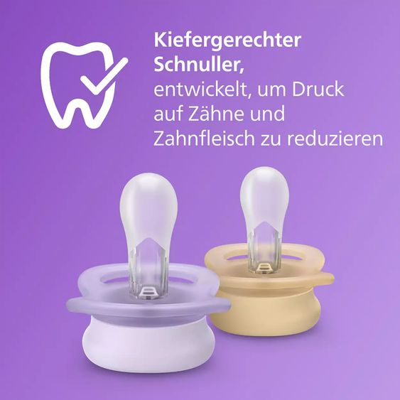 Philips Avent Schnuller 2er Pack Ultra Start - Silikon Newborn 0-2 M - Lila & Orange