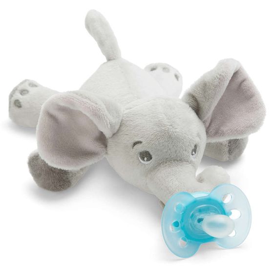 Philips Avent Schnullertier Snuggle Elefant + Schnuller Ultra Soft - Silikon 0-6 M - SCF348/13