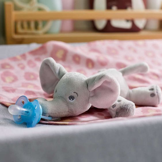 Philips Avent Schnullertier Snuggle Elefant + Schnuller Ultra Soft - Silikon 0-6 M - SCF348/13