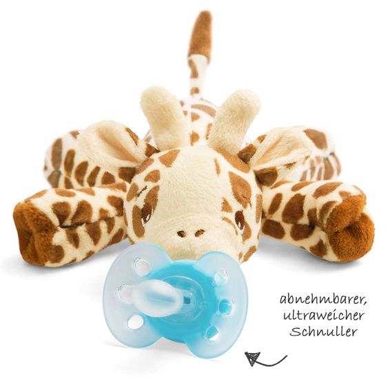 Philips Avent Schnullertier Snuggle Giraffe + Schnuller Ultra Soft - Silikon 0-6 M - SCF348/11