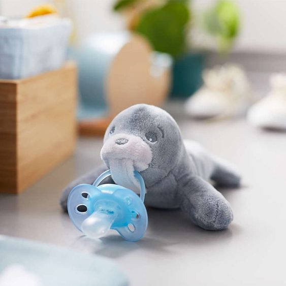 Philips Avent Schnullertier Snuggle Robbe + Schnuller Ultra Soft - Silikon 0-6 M - SCF348/14